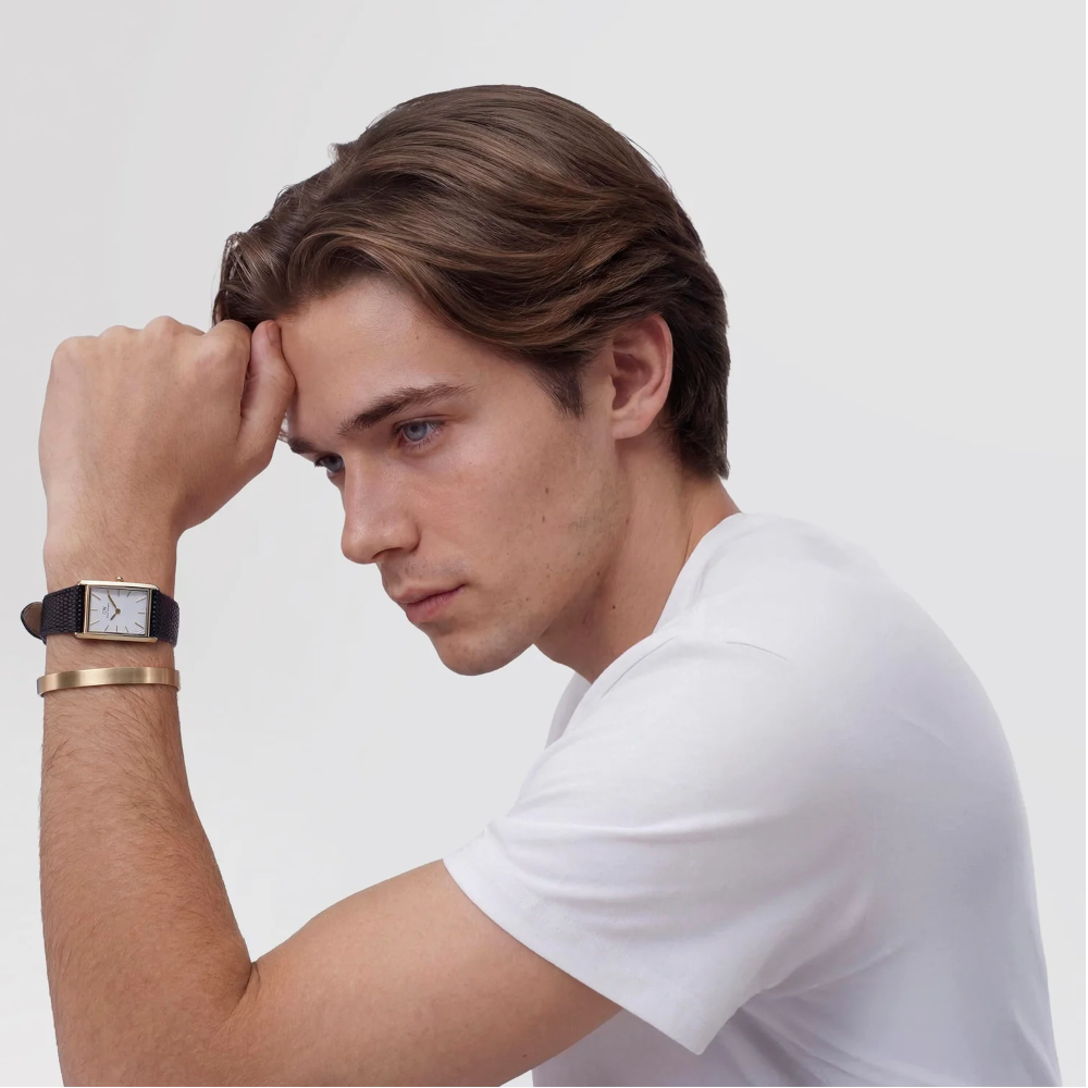 Daniel Wellington - Orologio solo tempo al quarzo Bound Black Lizard Guilloché Gold | 24x35 mm