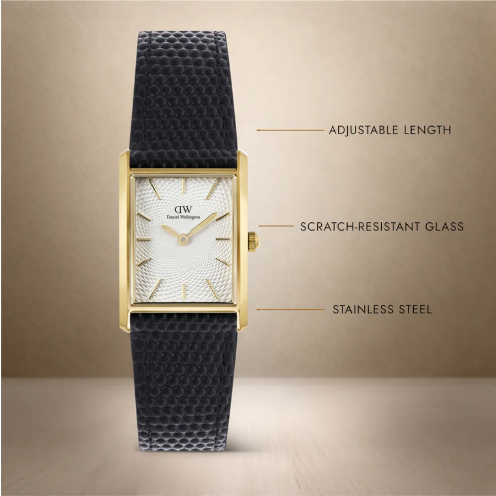 Daniel Wellington - Orologio solo tempo al quarzo Bound Black Lizard Guilloché Gold | 24x35 mm