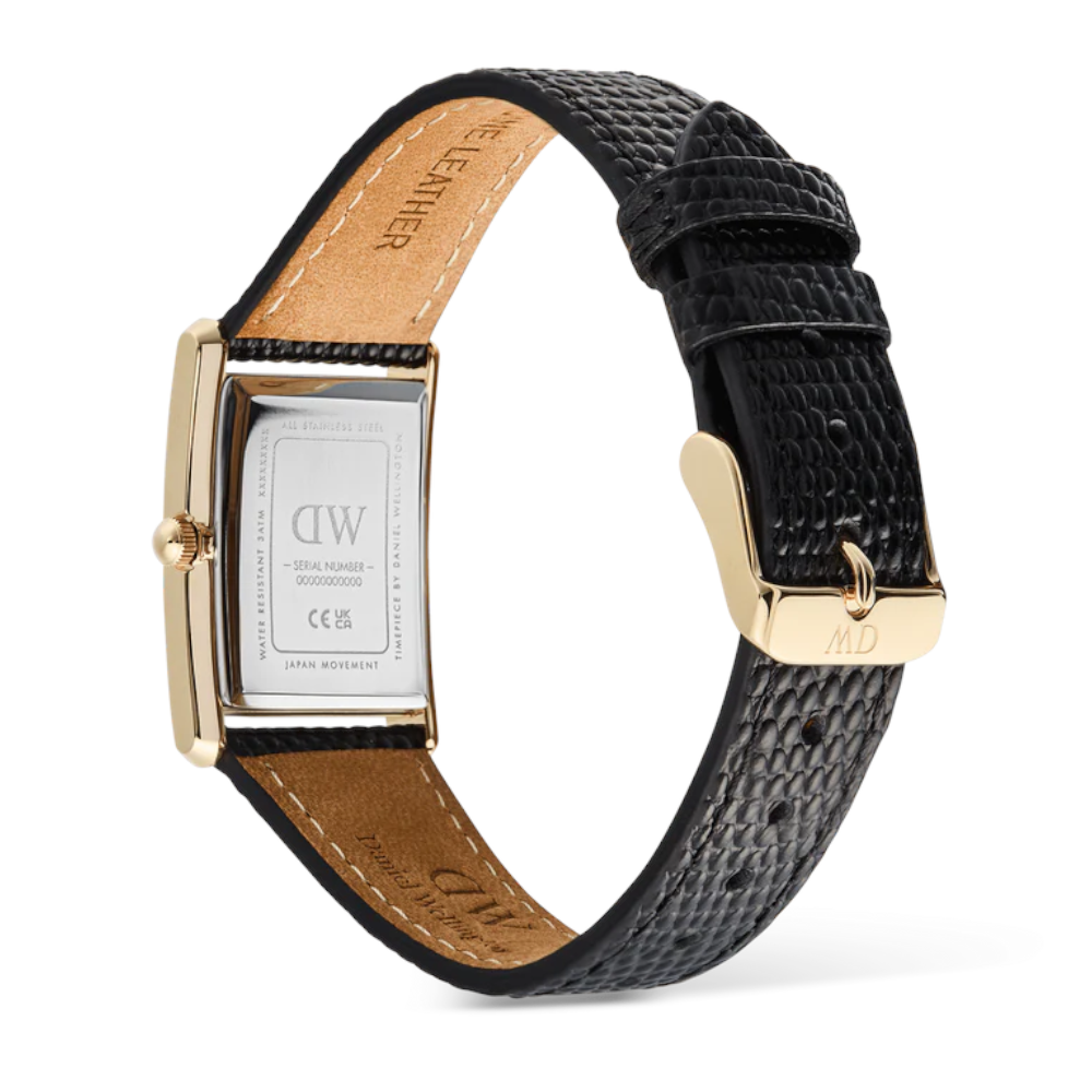 Daniel Wellington - Orologio solo tempo al quarzo Bound Black Lizard Guilloché Gold | 24x35 mm