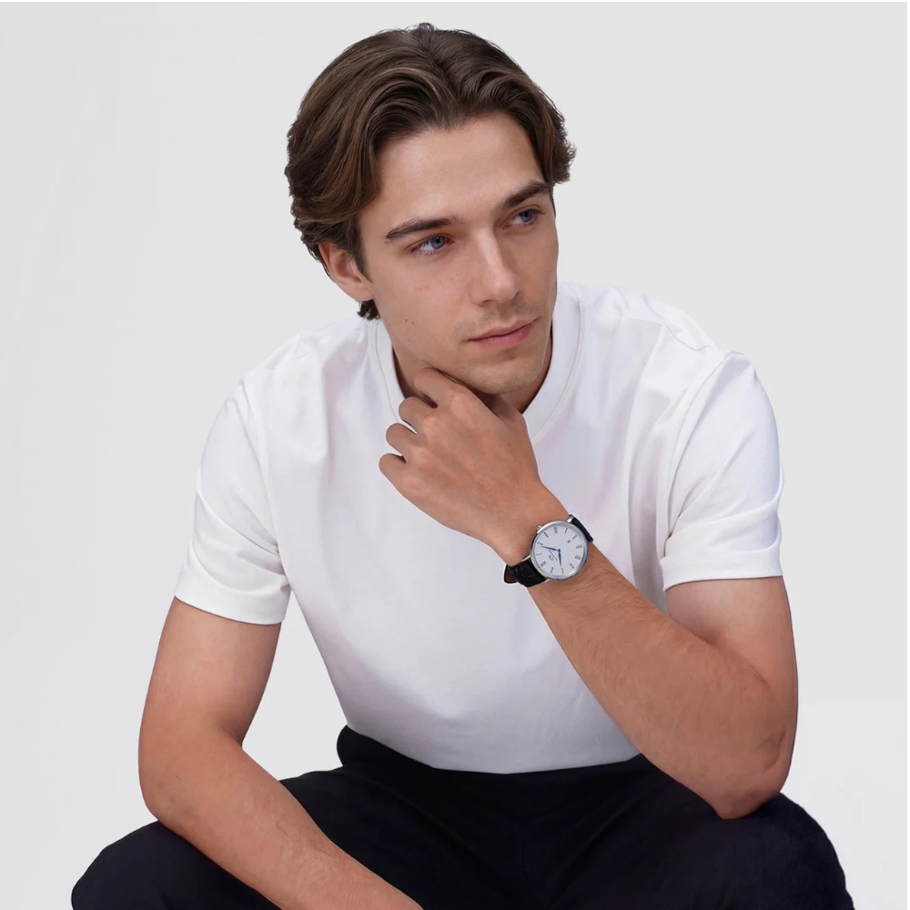 Daniel Wellington - Orologio solo tempo al quarzo Classic Roman Numerals Date Black Croc Belly Silver | 40mm