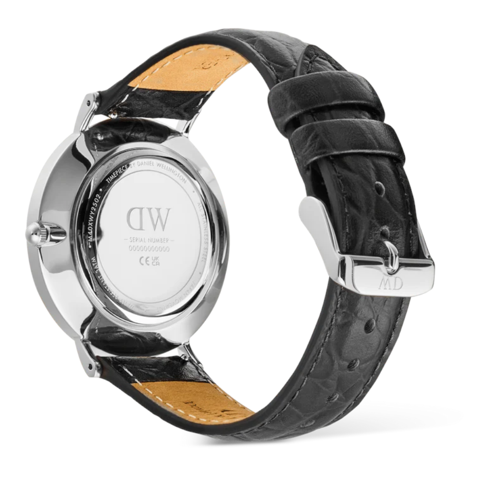 Daniel Wellington - Orologio solo tempo al quarzo Classic Roman Numerals Date Black Croc Belly Silver | 40mm