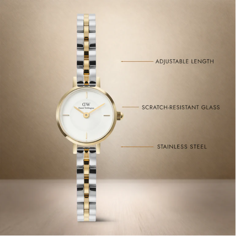 Daniel Wellington - Orologio solo tempo Petite Mini Arch 3-Link al quarzo bicolore | 19mm