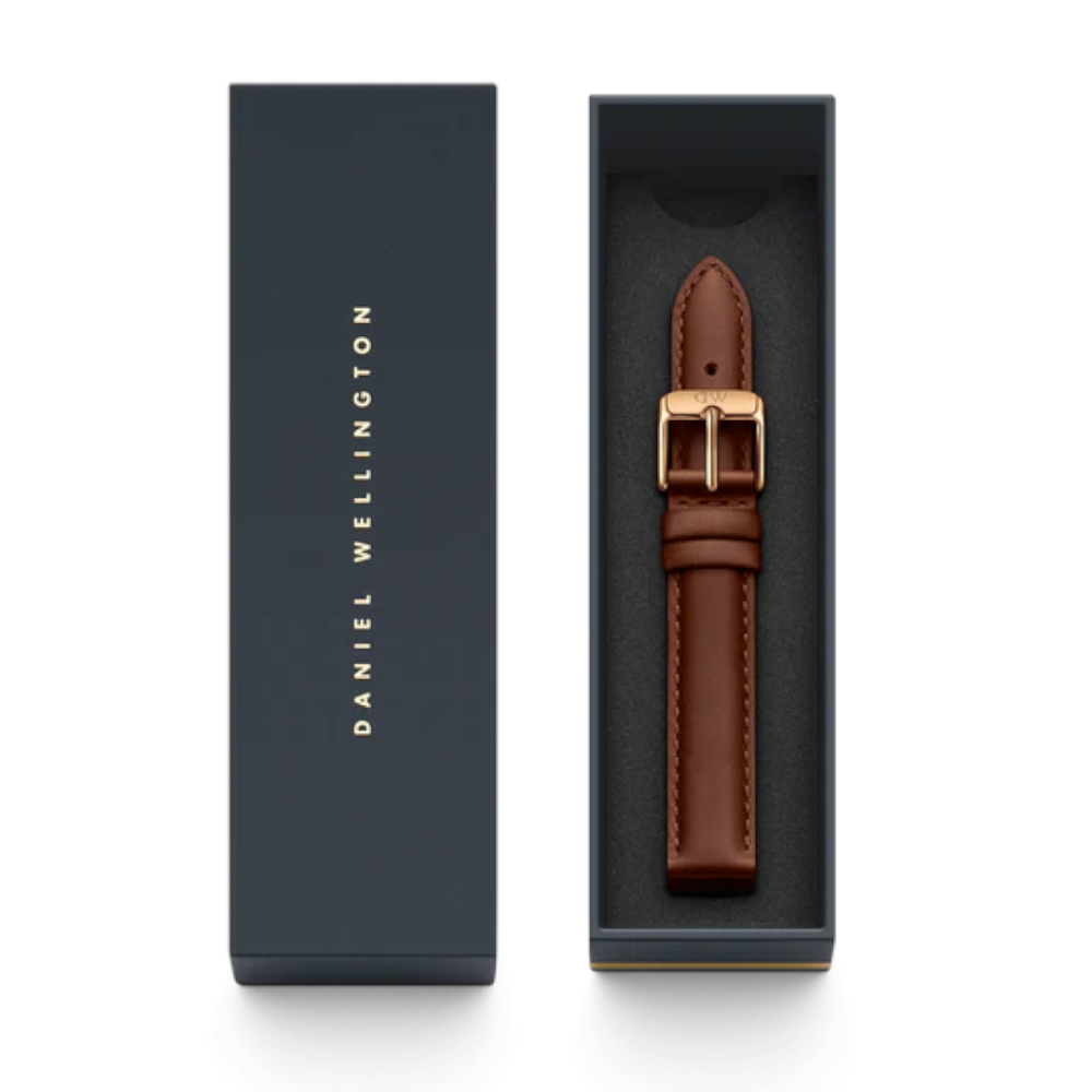 Daniel Wellington - Cinturino St Mawes in vera pelle marrone con fibbia rosa | 20/20 mm
