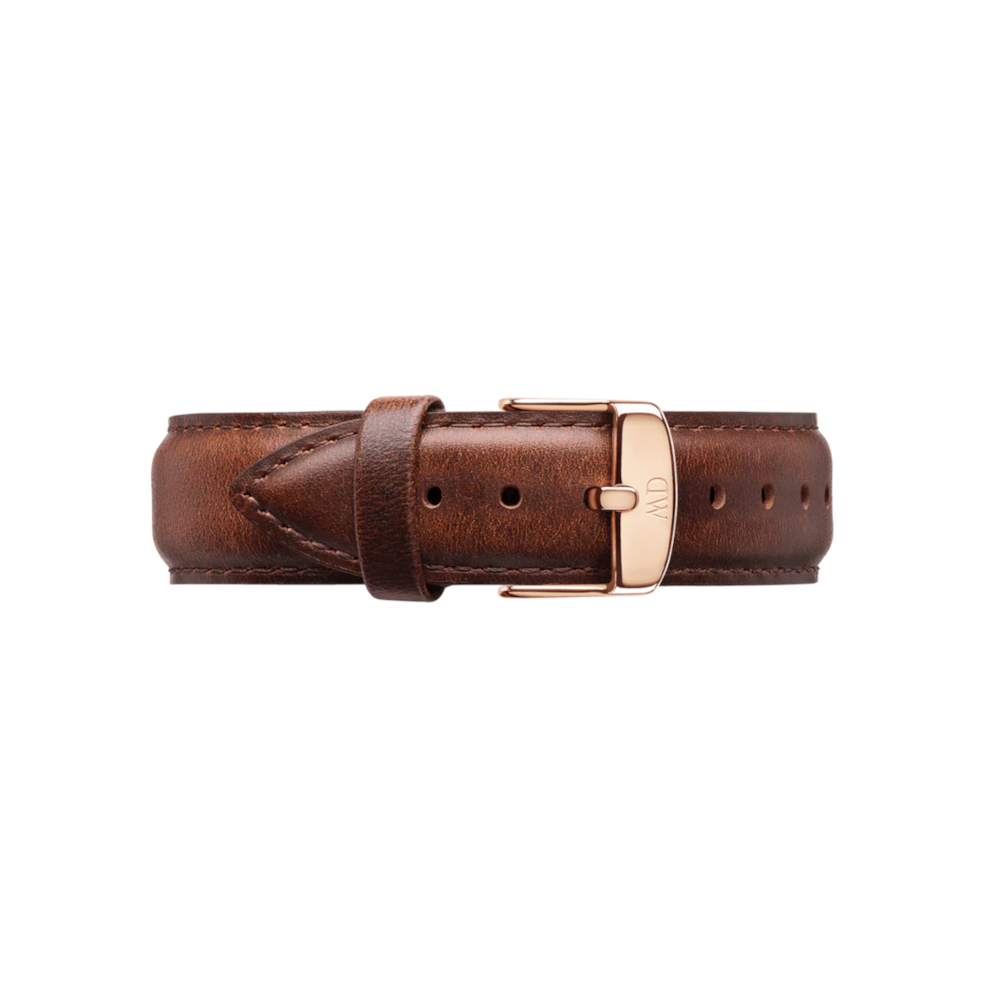 Daniel Wellington - Cinturino St Mawes in vera pelle marrone con fibbia rosa | 20/20 mm