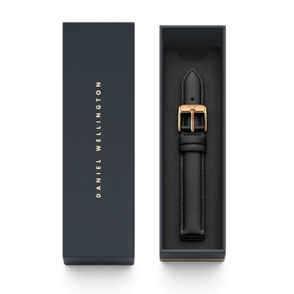 Daniel Wellington - Cinturino Sheffield in vera pelle nera con fibbia rosa | 20/20