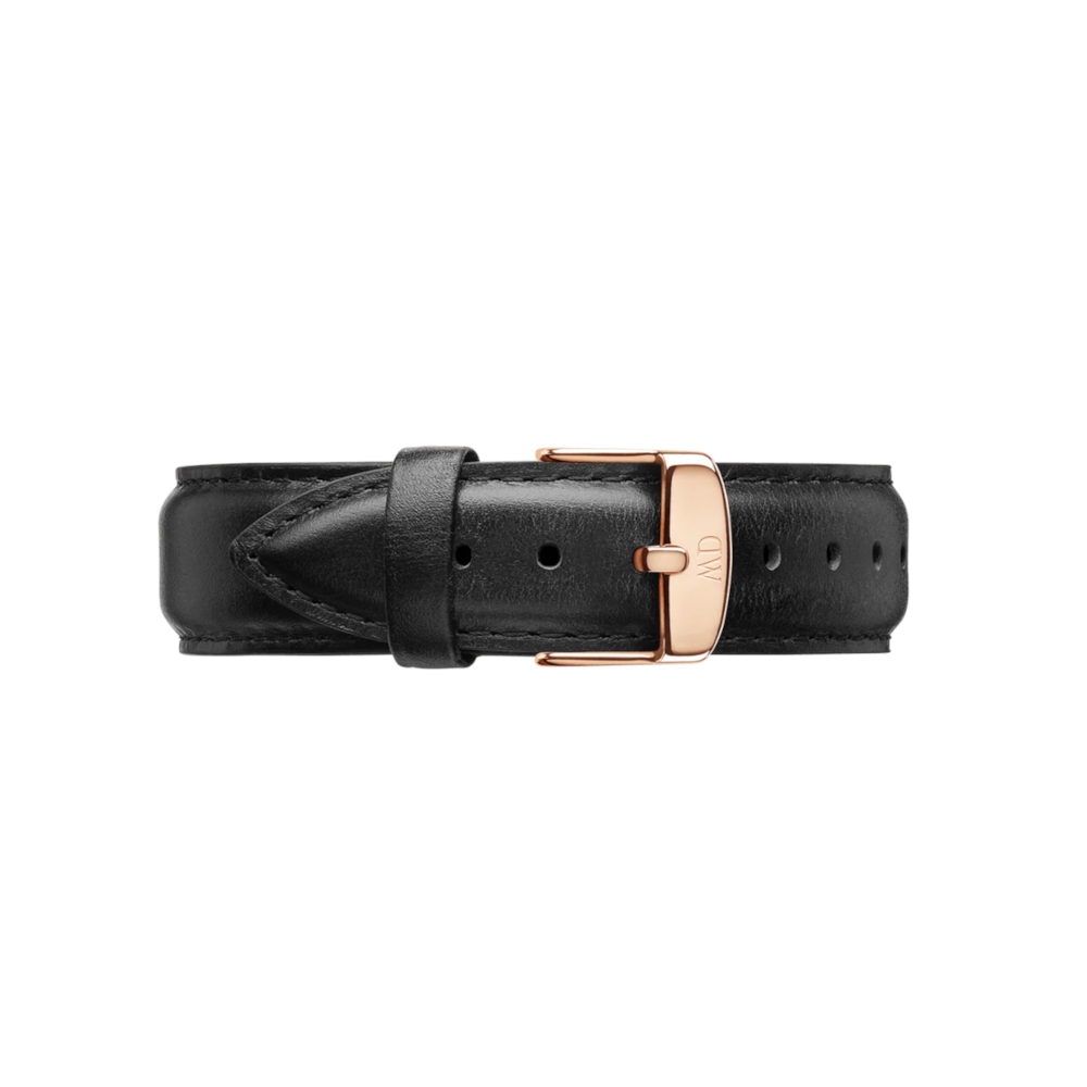 Daniel Wellington - Cinturino Sheffield in vera pelle nera con fibbia rosa | 20/20