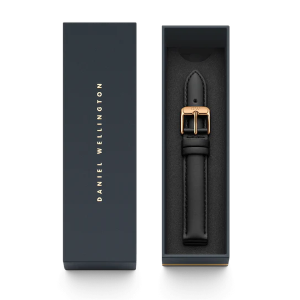 Daniel Wellington - Cinturino in pelle nera Sheffield con fibbia rosè | 18mm