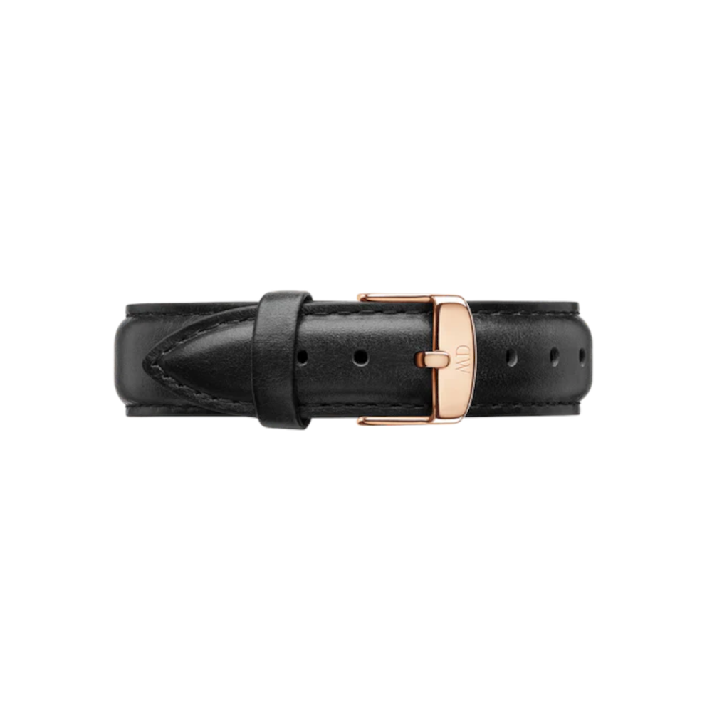 Daniel Wellington - Cinturino in pelle nera Sheffield con fibbia rosè | 18mm