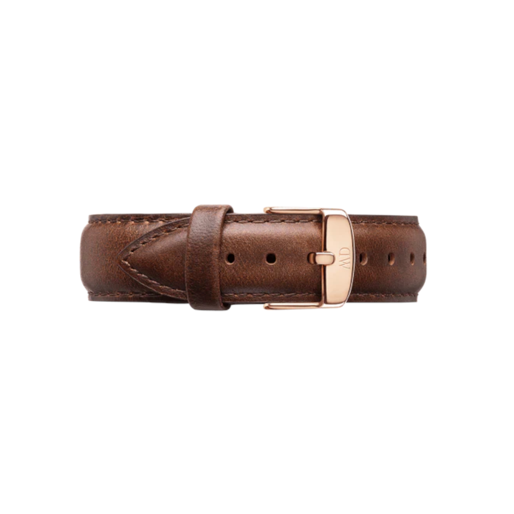 Daniel Wellington - Cinturino Bristol in vera pelle marrone scuro con fibbia rosa | 18/18