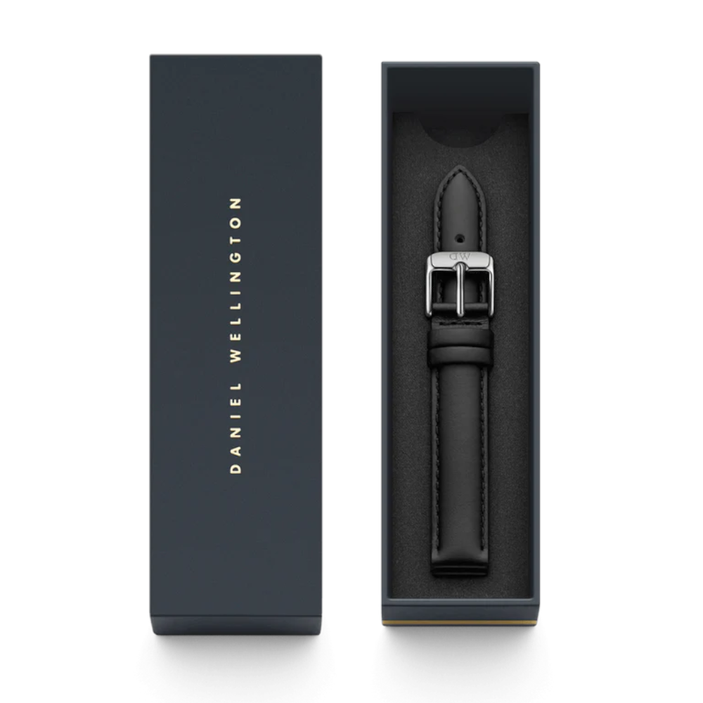 Daniel Wellington - Cinturino in pelle nera Sheffield con ardiglione acciaio | 18mm