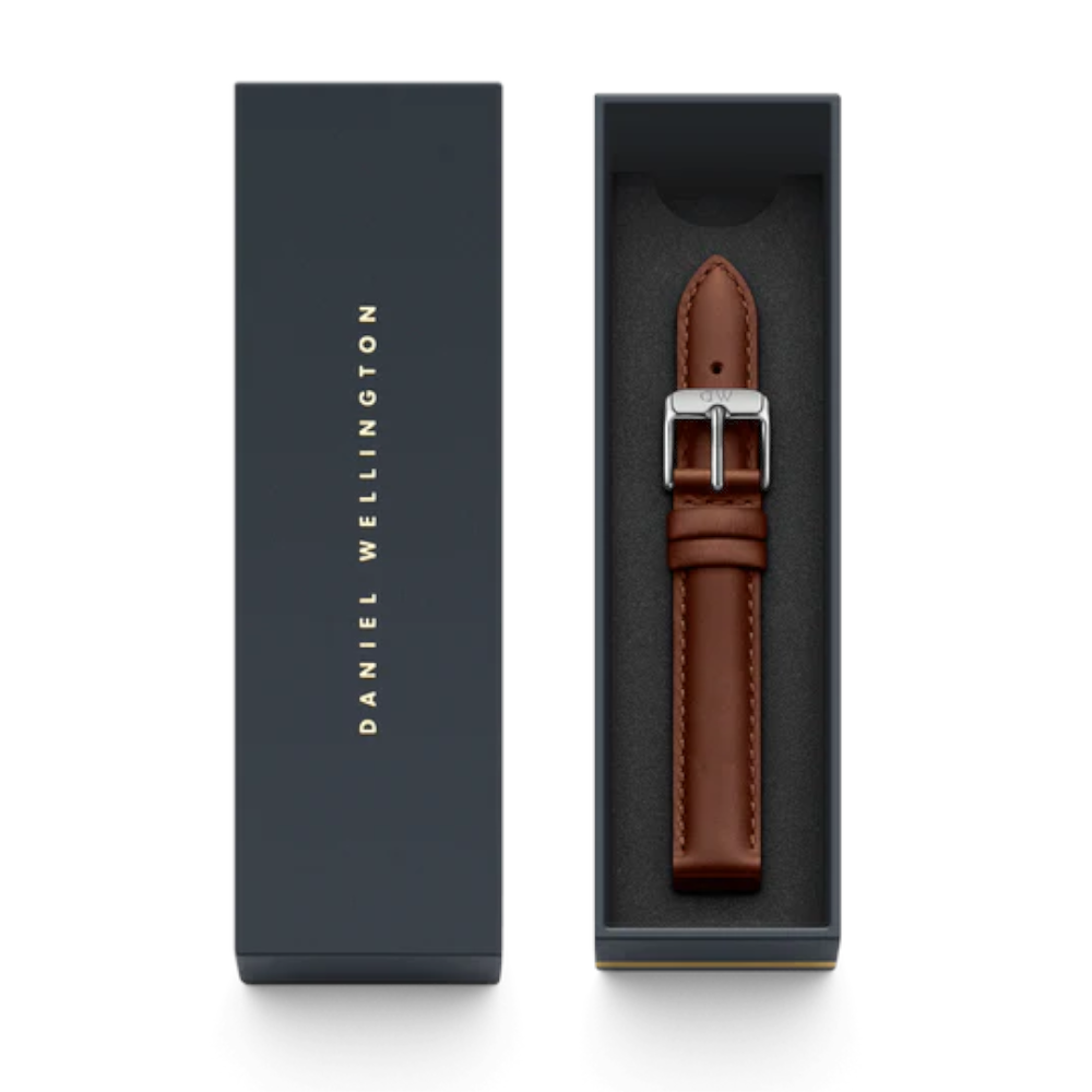 Daniel Wellington - Cinturino St. Mawes in vera pelle marrone con fibbia argento | 14/14