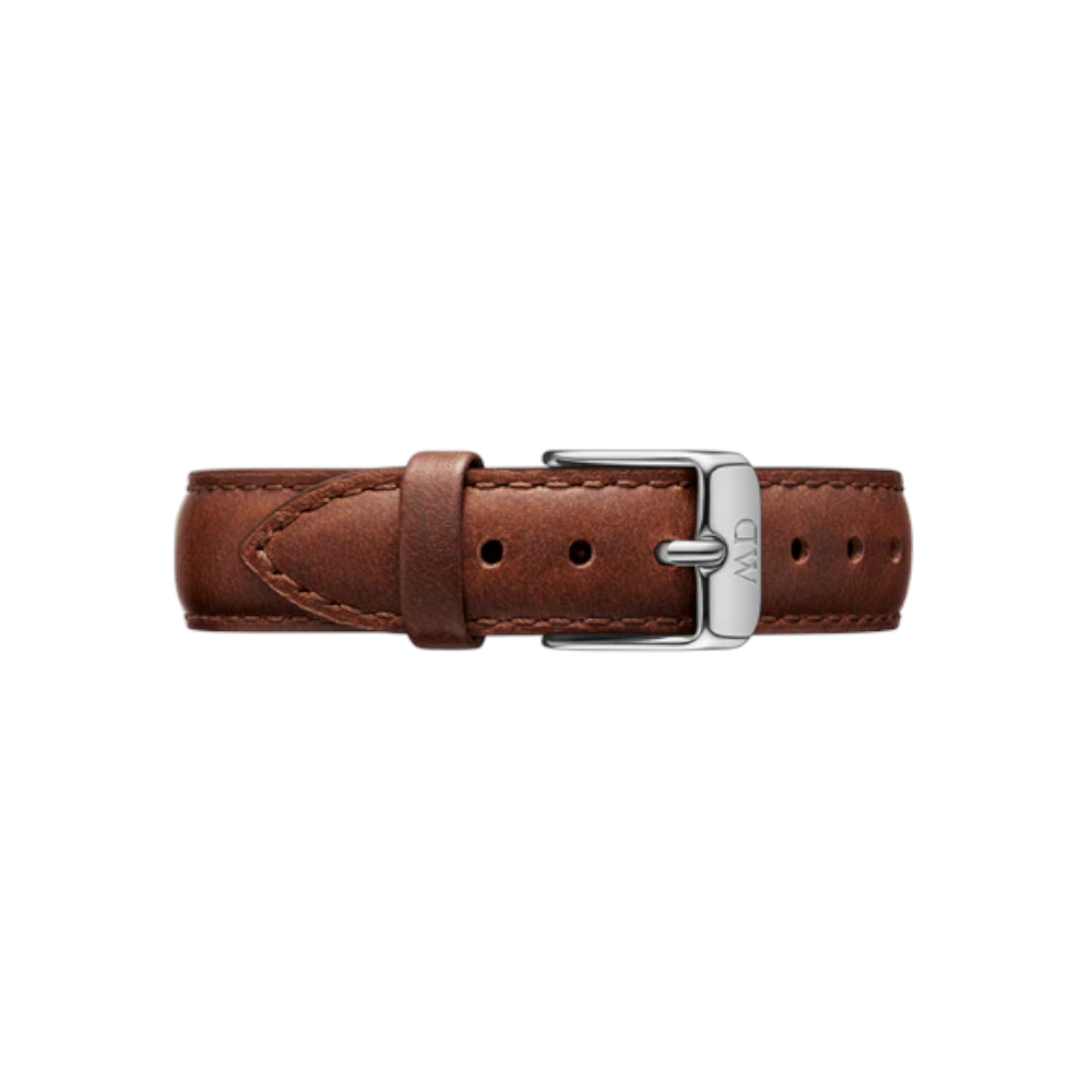 Daniel Wellington - Cinturino St. Mawes in vera pelle marrone con fibbia argento | 14/14