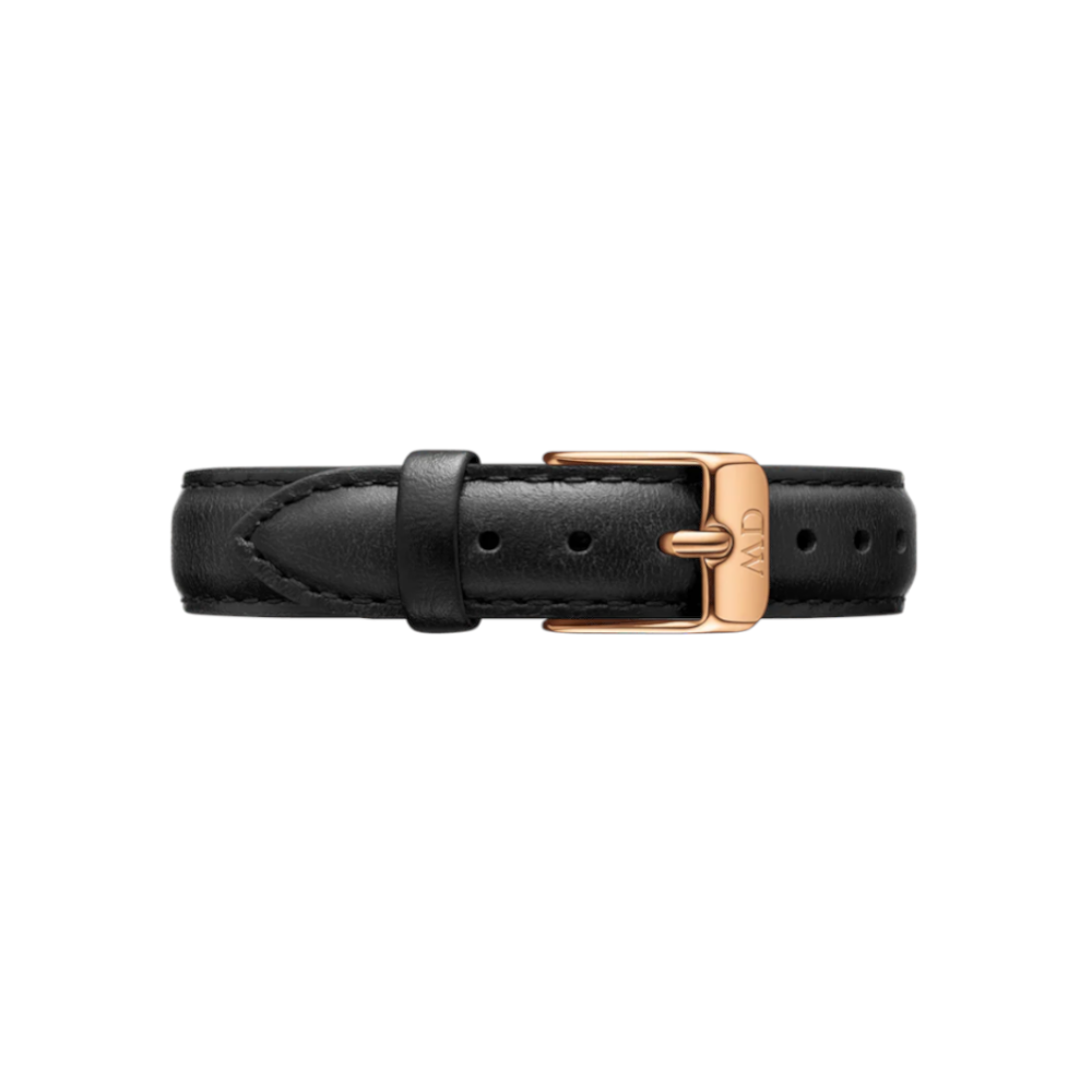 Daniel Wellington - Cinturino in pelle nera Sheffield con fibbia rosè | 12 mm
