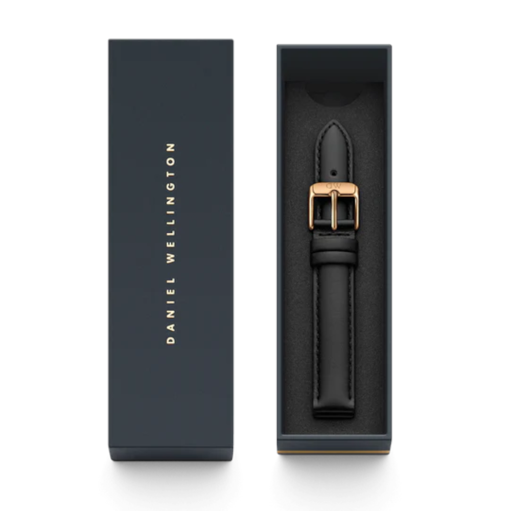 Daniel Wellington - Cinturino in pelle nera Sheffield con fibbia rosè | 12 mm