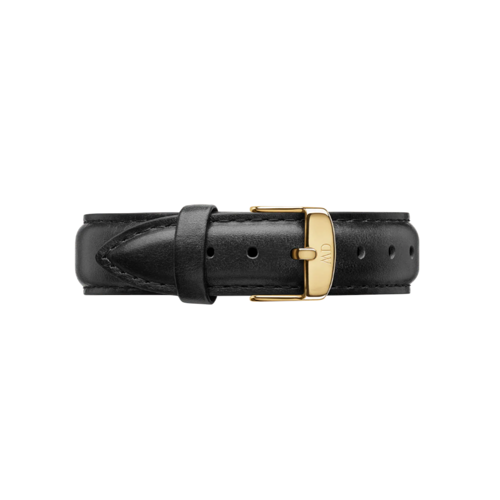 Daniel Wellington - Cinturino Sheffield in vera pelle nera con fibbia gialla | 16/16