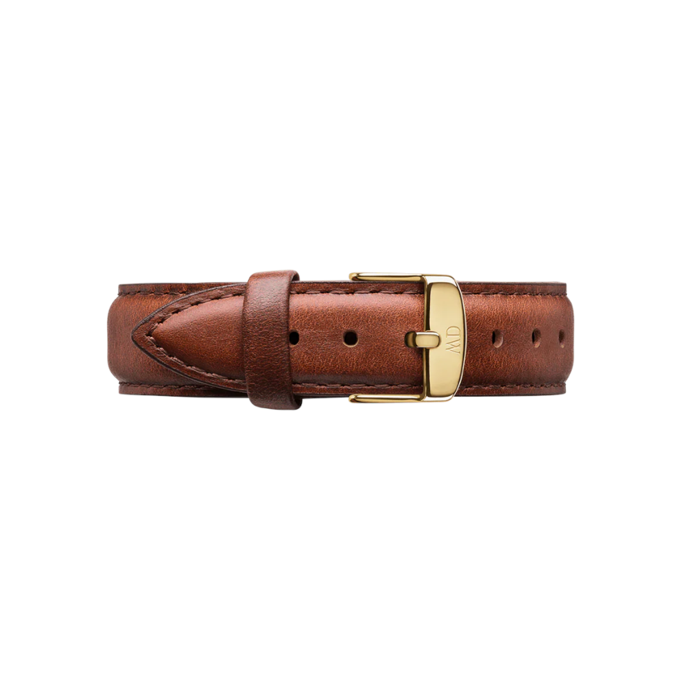 Daniel Wellington - Cinturino St. Mawes in vera pelle marrone con fibbia gialla | 14/14