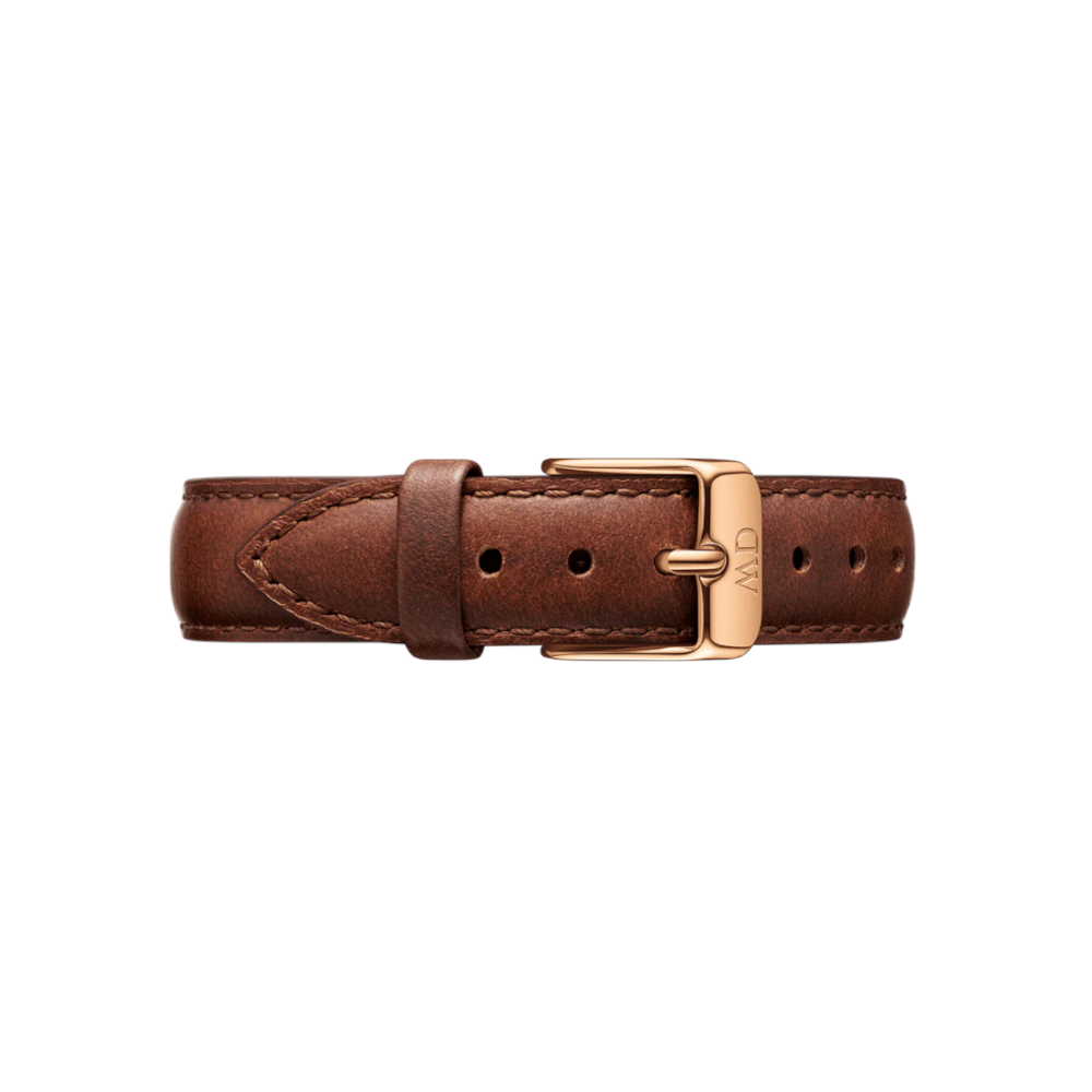 Daniel Wellington - Cinturino St Mawes in vera pelle marrone con fibbia rosa | 16/16 mm