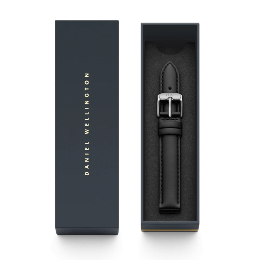 Daniel Wellington - Cinturino Sheffield in vera pelle nera con fibbia color argento | 16/16 mm