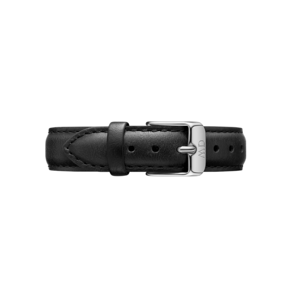 Daniel Wellington - Cinturino Sheffield in vera pelle nera con fibbia color argento | 16/16 mm