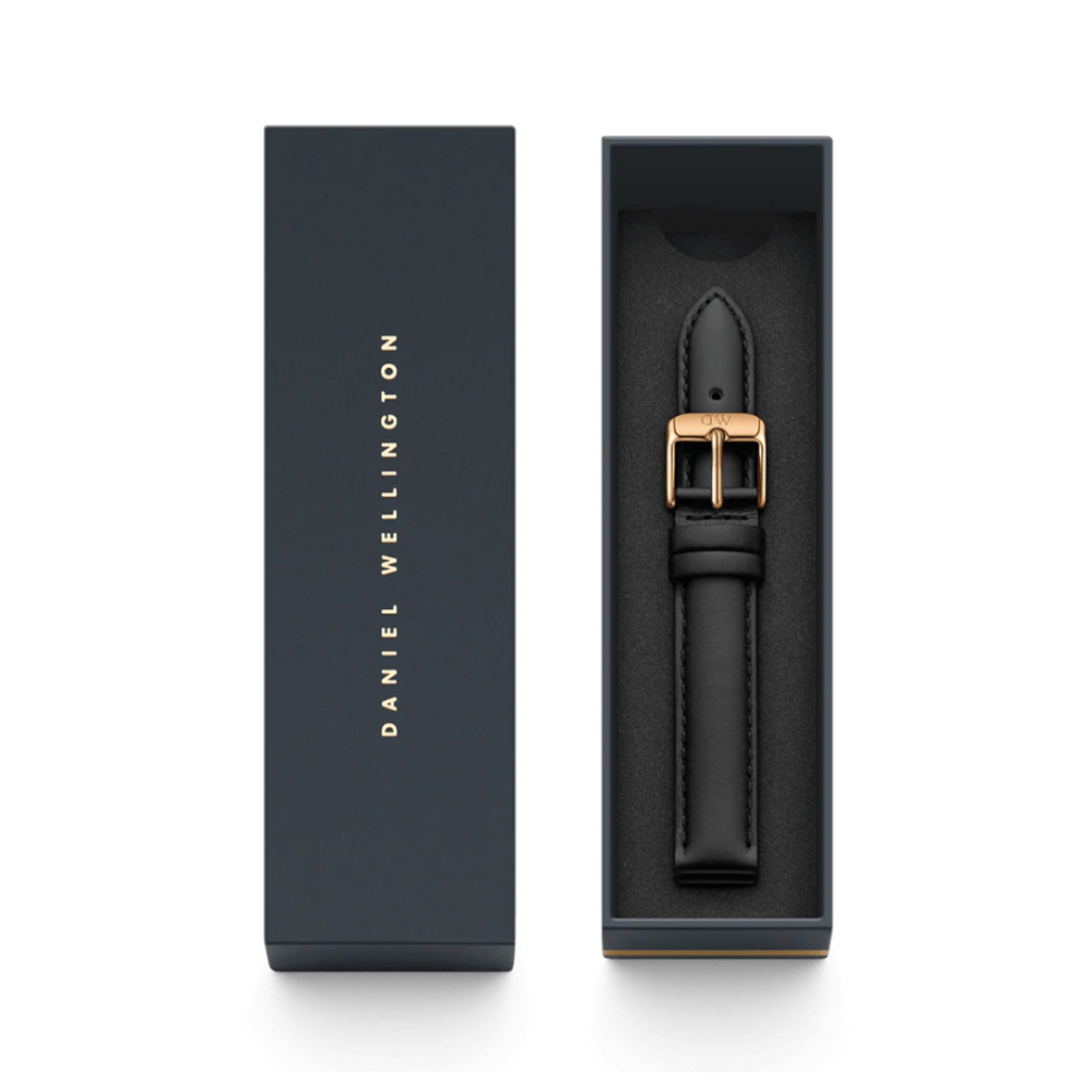 Daniel Wellington - Cinturino Petite Sheffield in pelle nera con fibbia rosè | 10/10