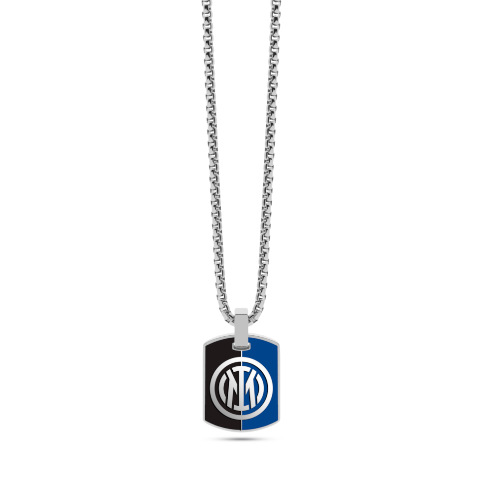 F.c. Internazionale - Collana in acciaio con medaglia in acciaio e smalto