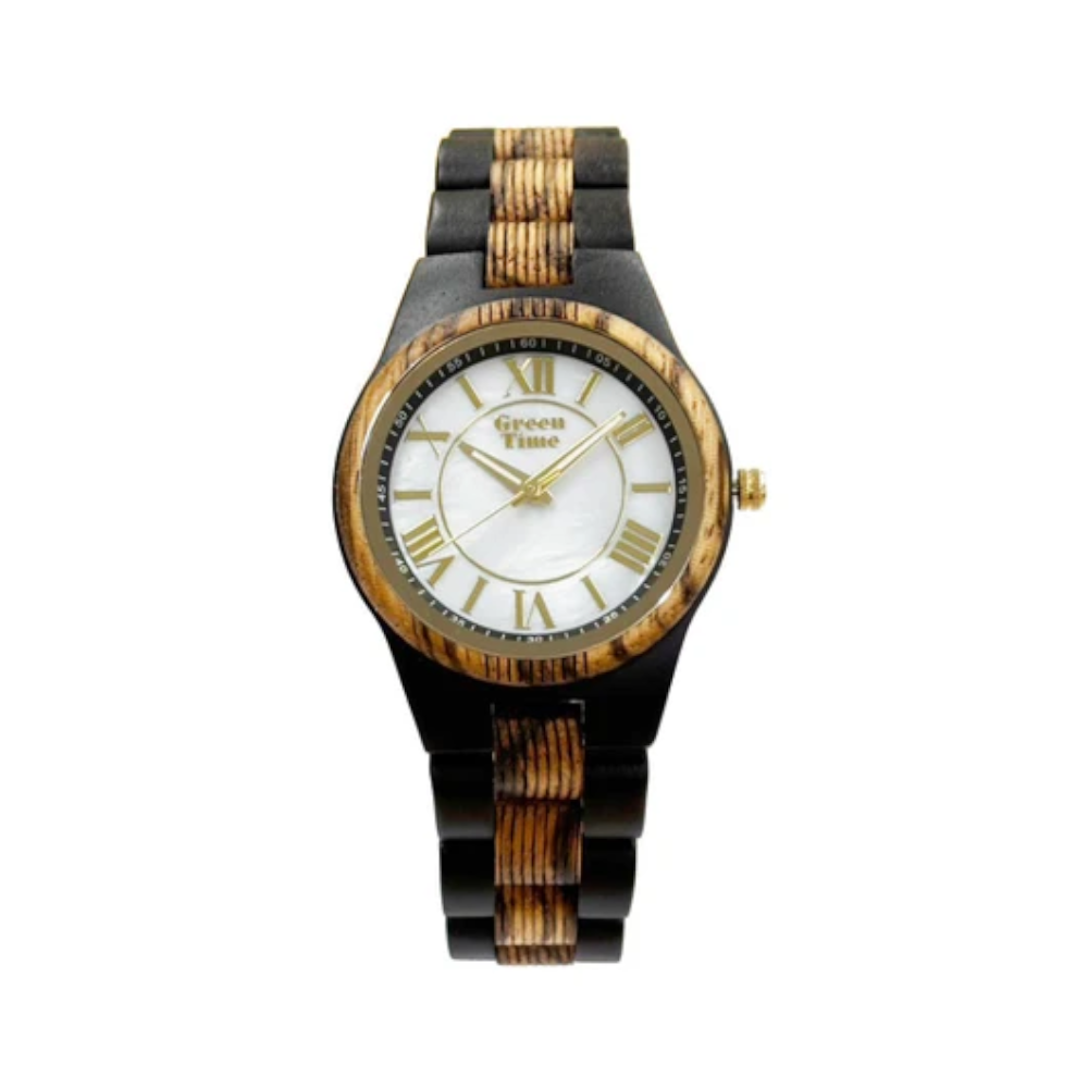 Green Time - Orologio Top 25 solo tempo al quarzo  in legno di ebano e ulivo  36 mm