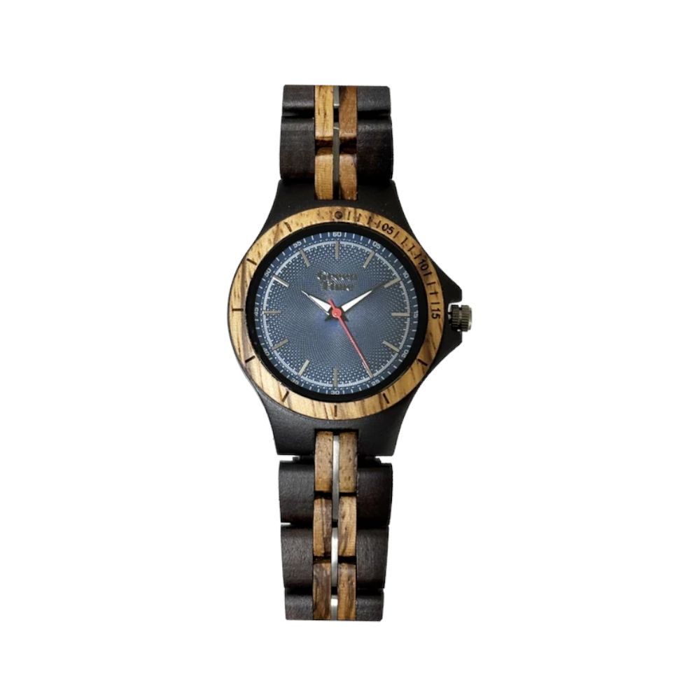 Green Time - Orologio Top 25 solo tempo al quarzo  in legno di zebrano e sandalo 36 mm