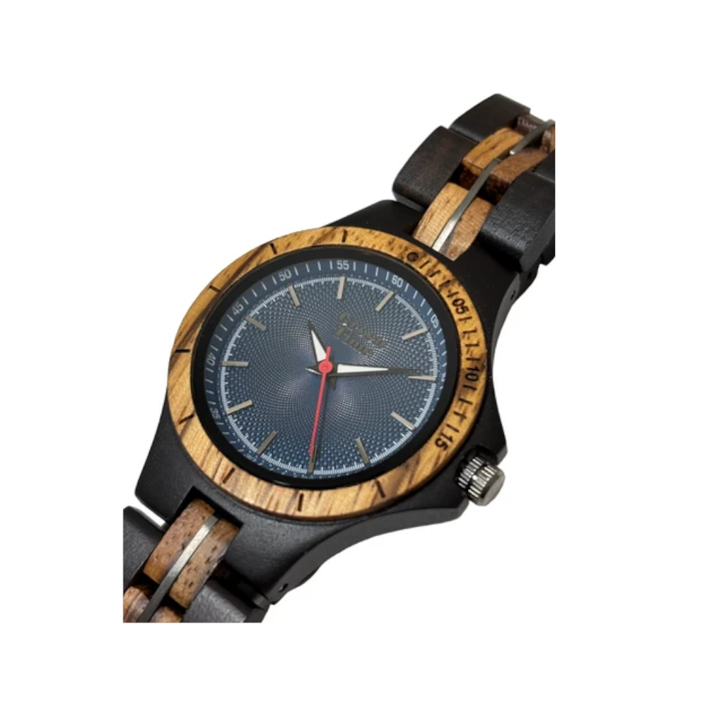 Green Time - Orologio Top 25 solo tempo al quarzo  in legno di zebrano e sandalo 36 mm