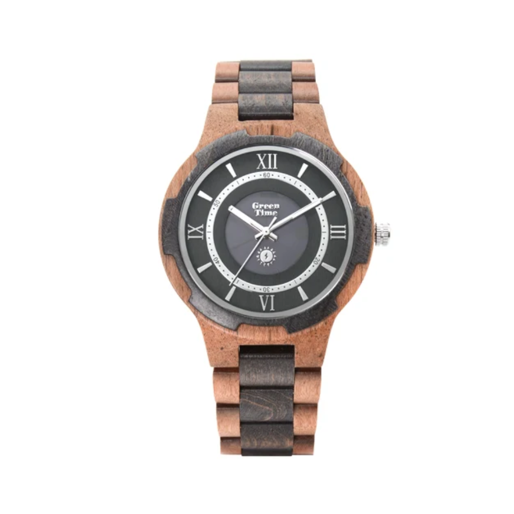 Green Time - Orologio a energia solare in legno di acero 43 mm