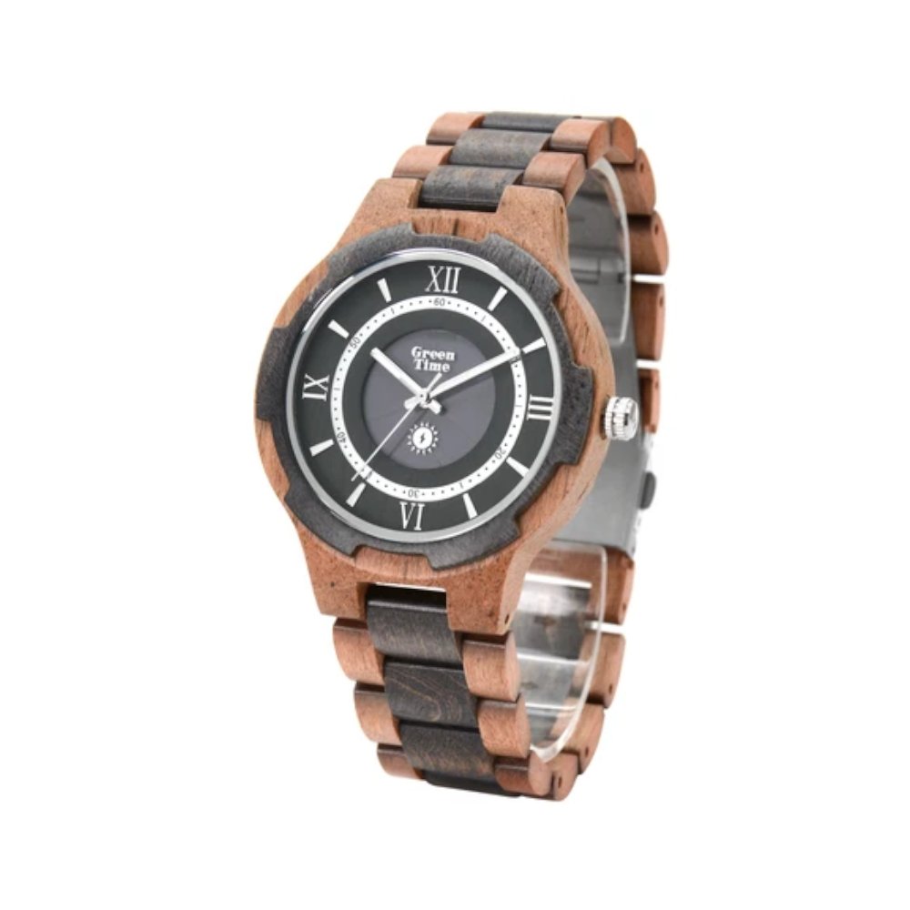 Green Time - Orologio a energia solare in legno di acero 43 mm