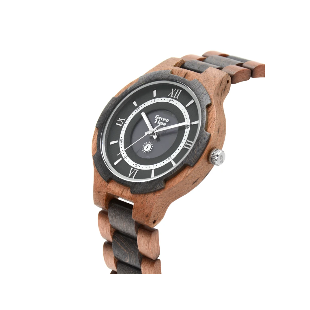 Green Time - Orologio a energia solare in legno di acero 43 mm