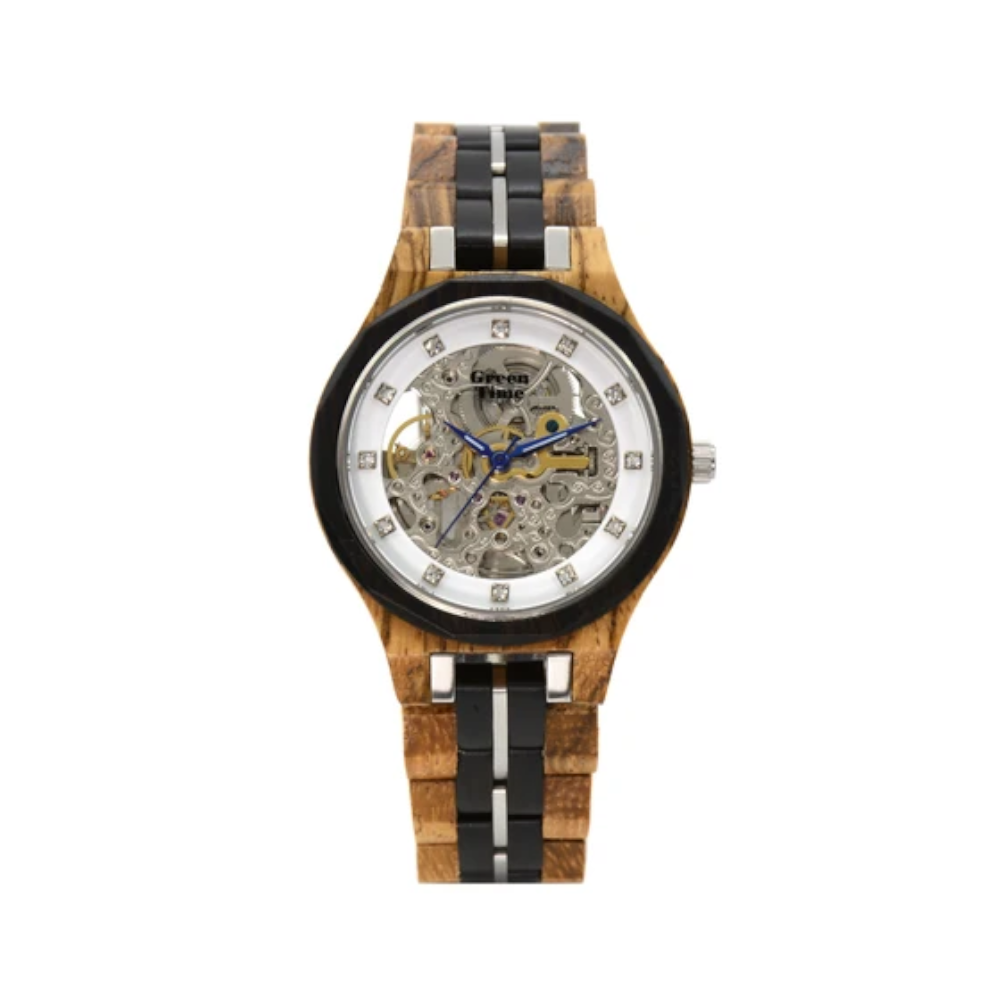 Green Time - Orologio Automatique Classic Line in legno zebrano e ebano 37 mm