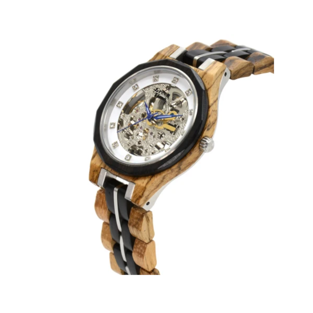 Green Time - Orologio Automatique Classic Line in legno zebrano e ebano 37 mm