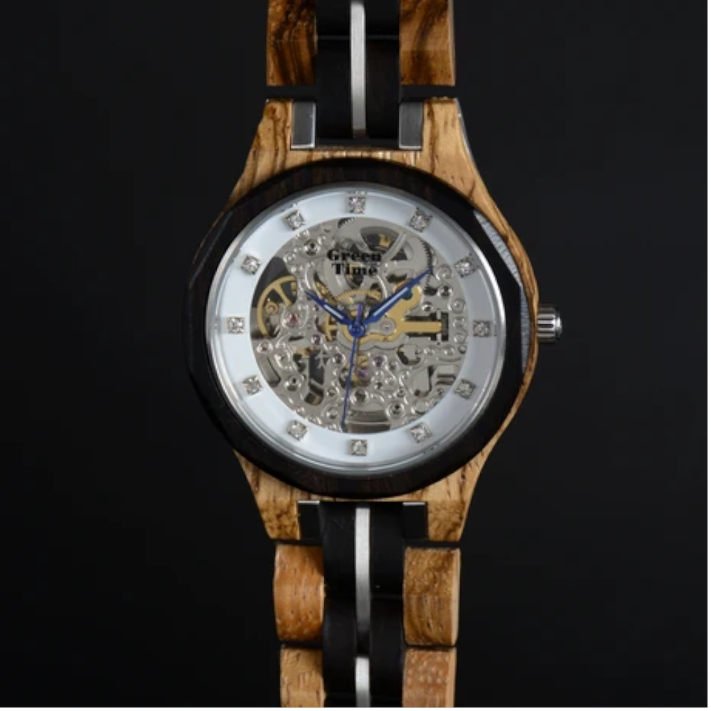 Green Time - Orologio Automatique Classic Line in legno zebrano e ebano 37 mm