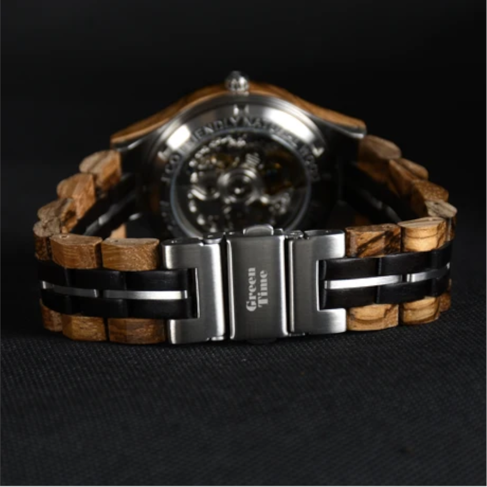 Green Time - Orologio Automatique Classic Line in legno zebrano e ebano 37 mm