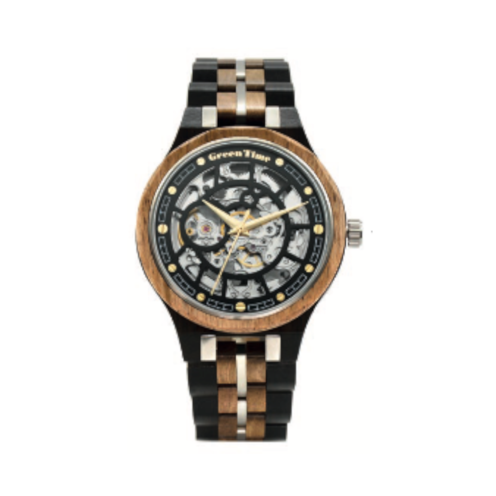 Green Time - Orologio Automatic Reserve Power Limited Edition in legno di zebrano e ebano 46 mm
