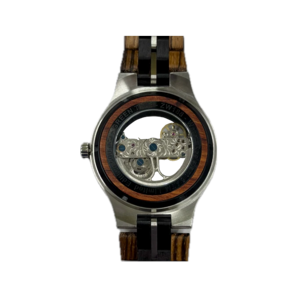 Green Time - Orologio Automatic Reserve Power Limited Edition in legno di zebrano e ebano 45 mm