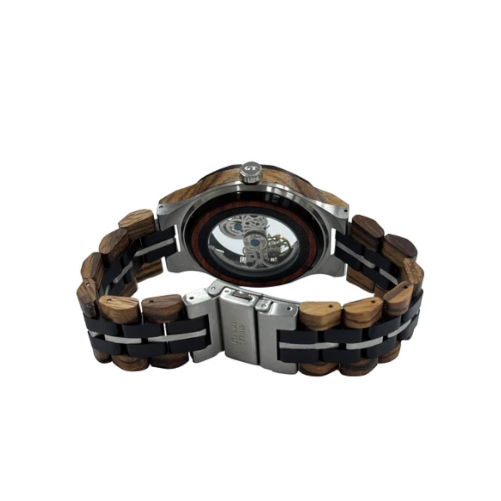 Green Time - Orologio Automatic Reserve Power Limited Edition in legno di zebrano e ebano 45 mm