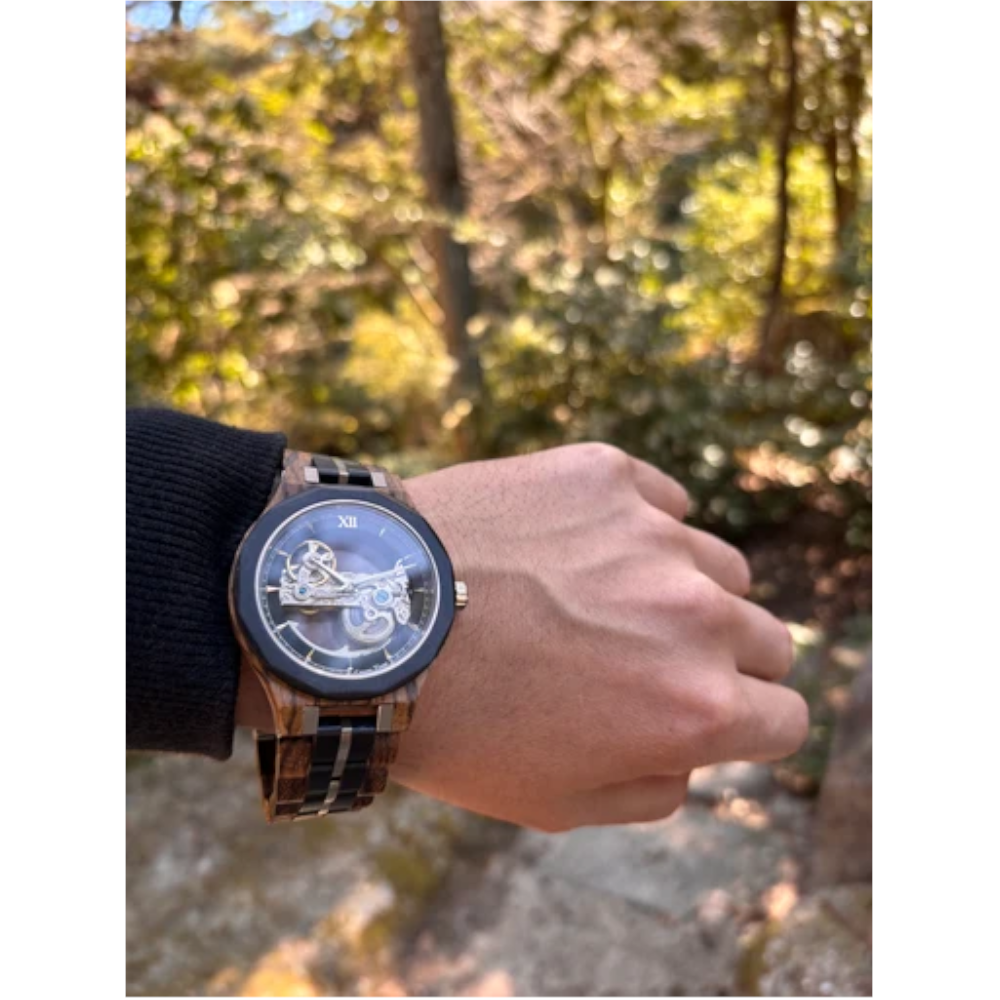 Green Time - Orologio Automatic Reserve Power Limited Edition in legno di zebrano e ebano 45 mm