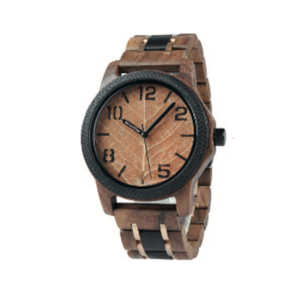 Green Time - Orologio Top 25 solo tempo al quarzo  in legno di noce e ebano 44 mm