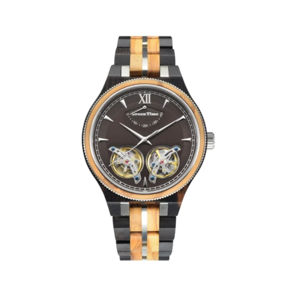 Green Time - Orologio Automatic Reserve Power Limited Edition in legno di ebano e ulivo 45 mm
