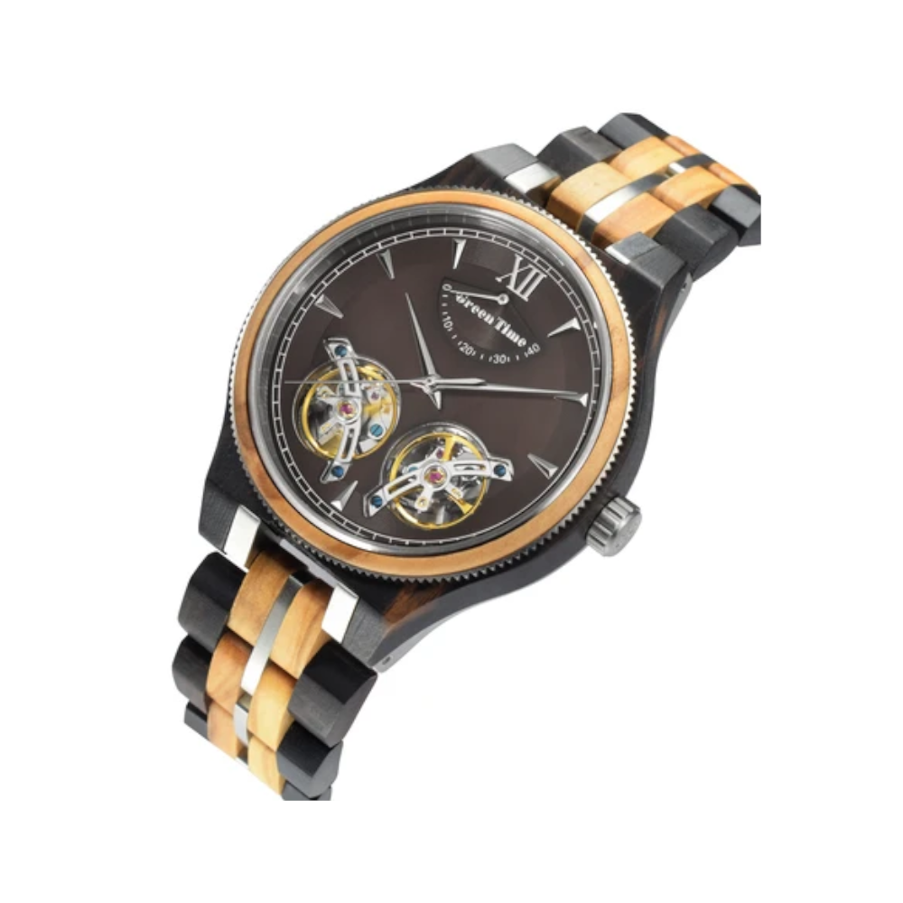 Green Time - Orologio Automatic Reserve Power Limited Edition in legno di ebano e ulivo 45 mm