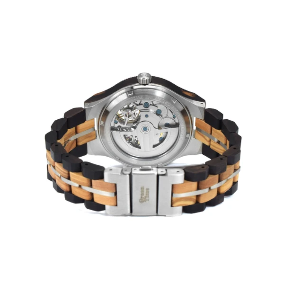 Green Time - Orologio Automatic Reserve Power Limited Edition in legno di ebano e ulivo 45 mm