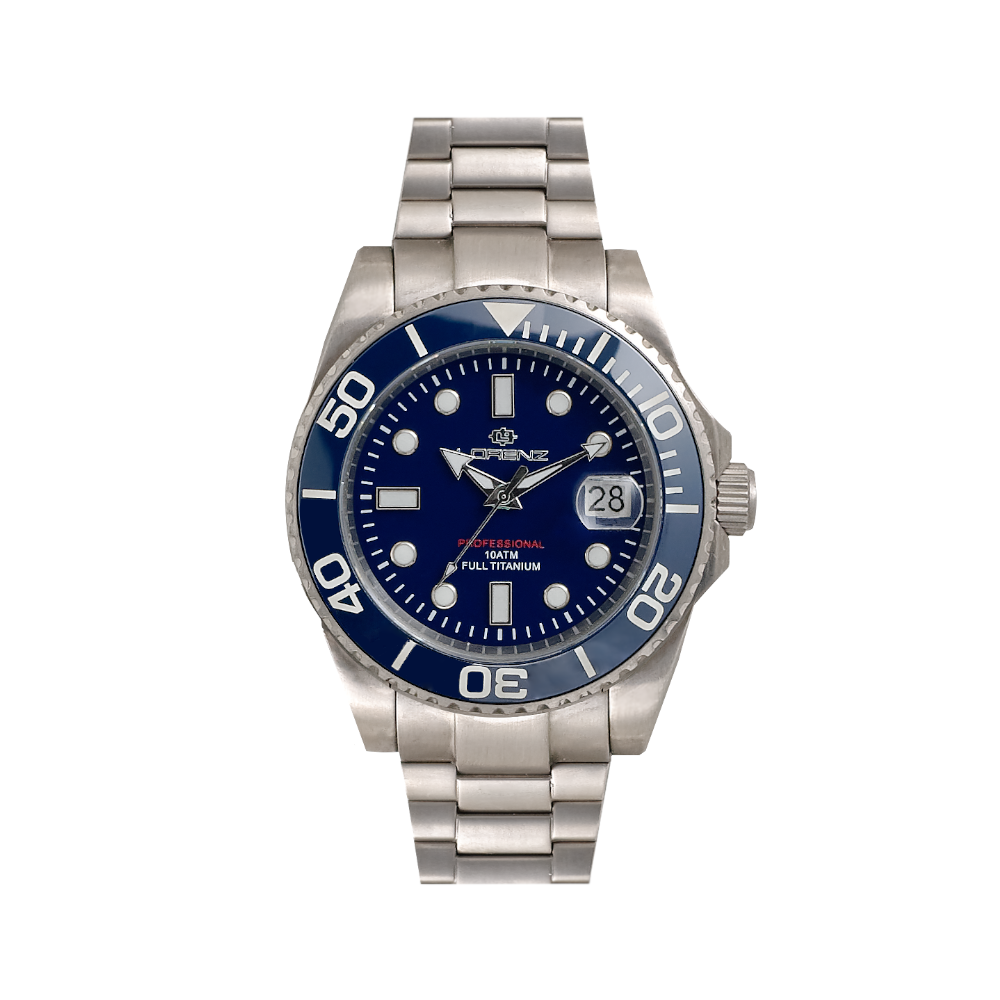Lorenz - Orologio solo tempo Titanio Diver blu al quarzo | 40mm
