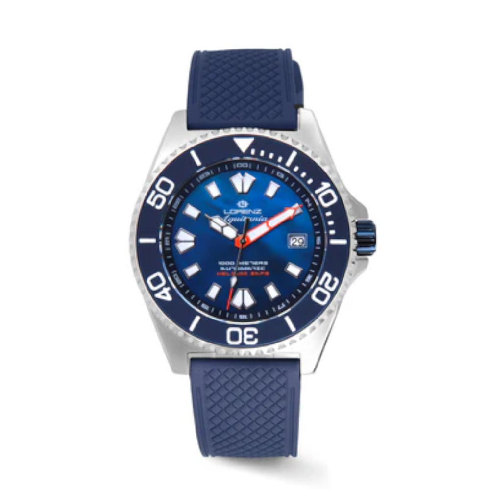Lorenz - Orologio solo tempo Aquitania 1000 Metri blu automatico | 44mm