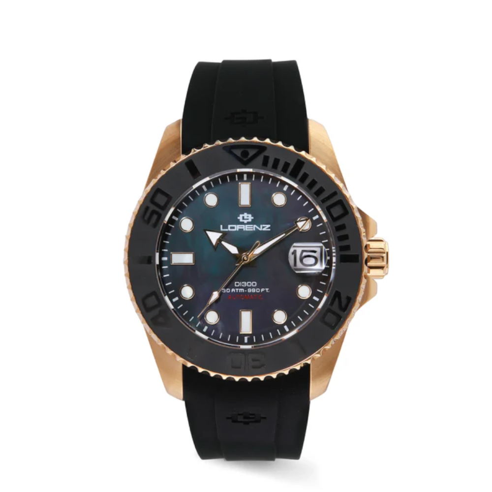 Lorenz - Orologio solo tempo DI300 Gold Madreperla nera automatico | 42 mm