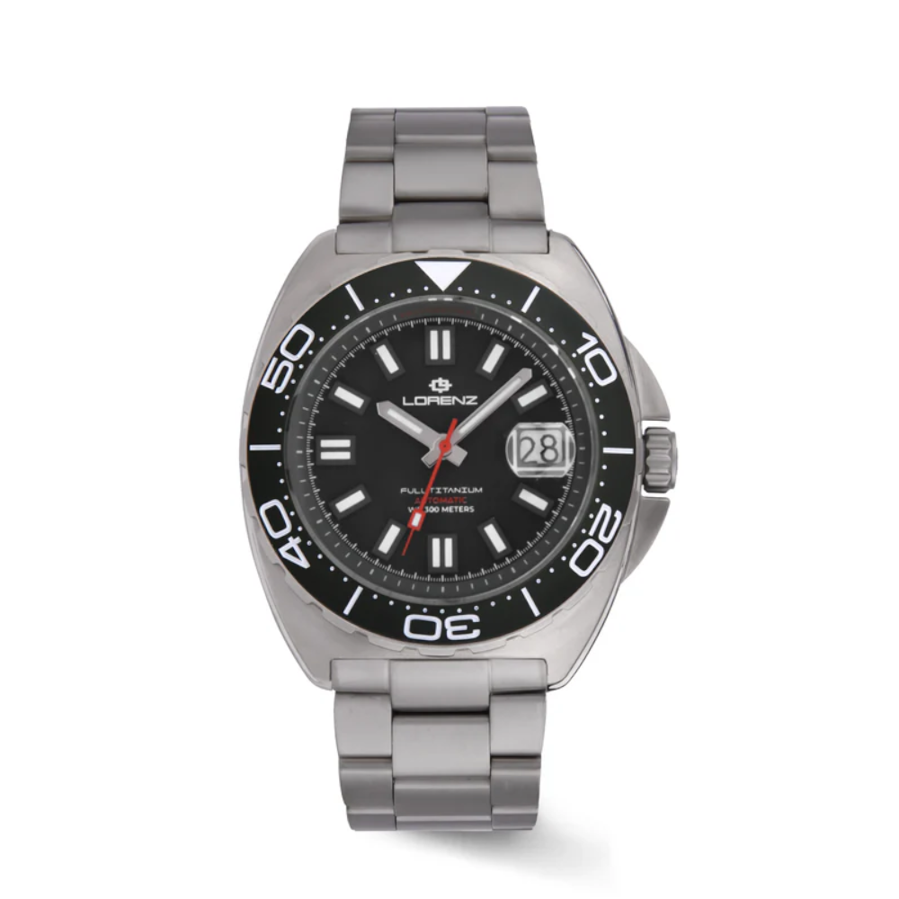 Lorenz - Orologio solo tempo Full Titanium 300 nero automatico | 42mm
