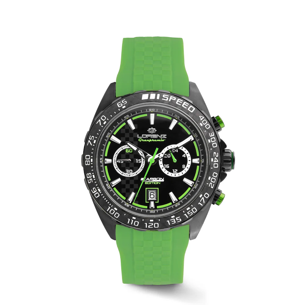 Lorenz - Cronografo al quarzo Granpremio Carbon nero-verde | 42mm