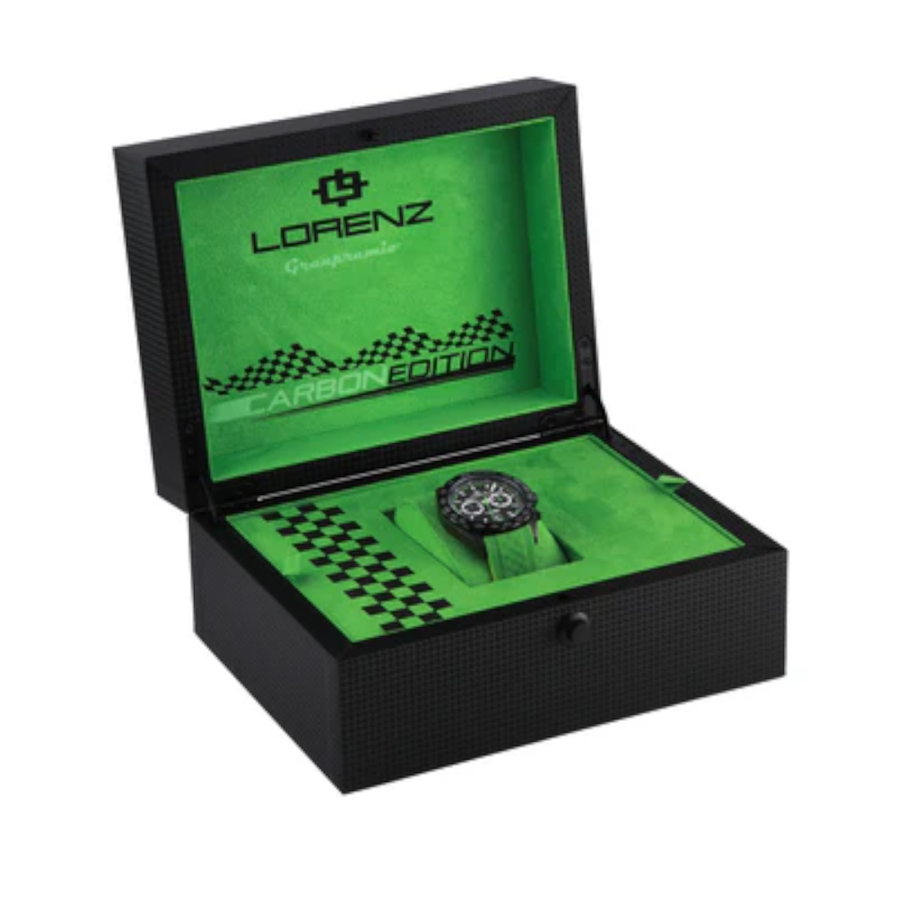 Lorenz - Cronografo al quarzo Granpremio Carbon nero-verde | 42mm