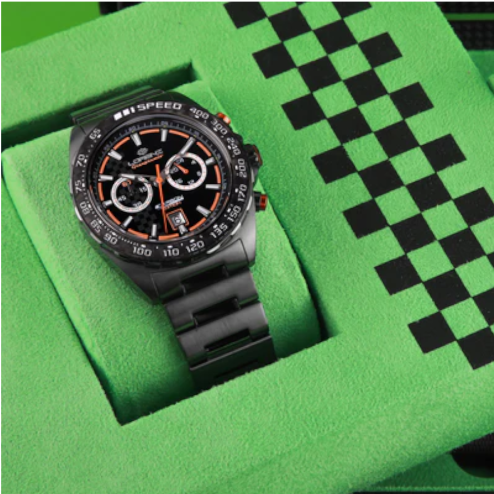 Lorenz - Cronografo al quarzo Granpremio Carbon nero-verde | 42mm
